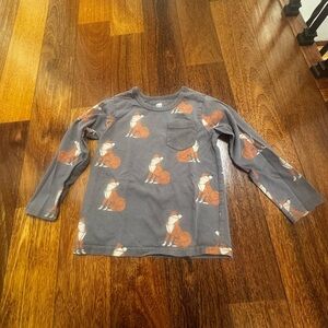 Gray Fox Print Kids Shirt